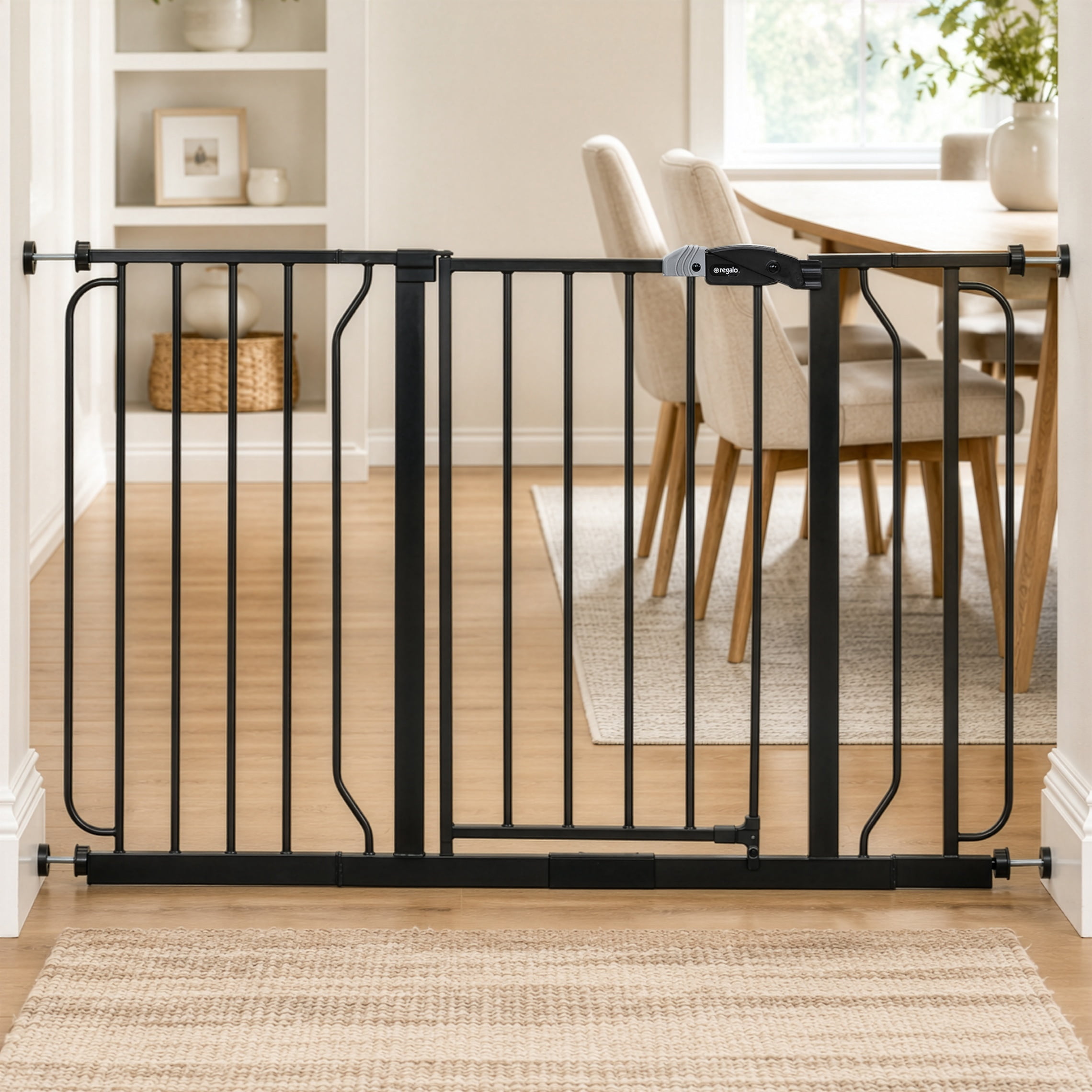 Regalo Easy Step Extra Wide 49-Inch Baby Safety Gate, Black – Adjustable Metal Gate for Babies 6–24 Months
