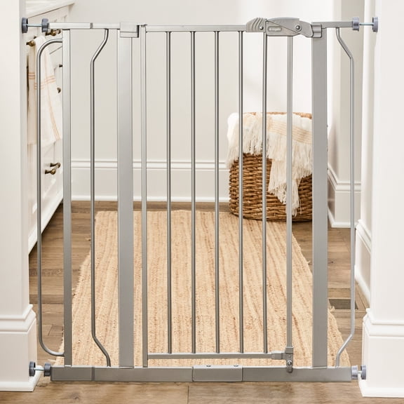 Regalo Easy Step Extra Tall Walk Thru Baby Safety Gate, Fits Openings 29-36.5 Inches, Platinum