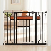Regalo Extra Wide Metal Baby Safety Gate, Fits 30-41.5  Wide, Black & Cherry Wood