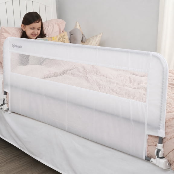 Regalo Hideaway 54" Extra Long Bed Rail Guard for Toddlers with Reinforced Anchor Safety System