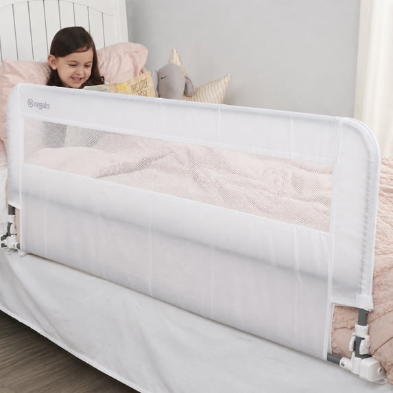 Regalo Hideaway 54" Extra Long Bed Rail Guard for Toddlers with Reinforced Anchor Safety System