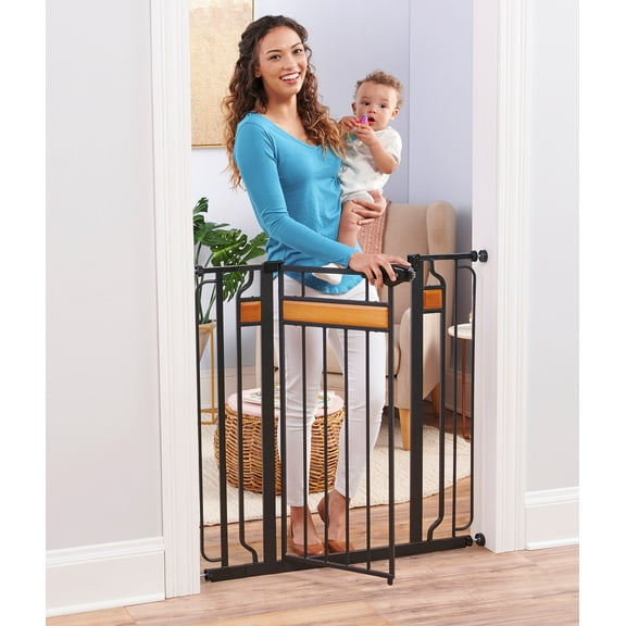 Regalo Home Accents Extra Tall Walk Thru Baby Safety Gate 37 Inch New Zealand Pine