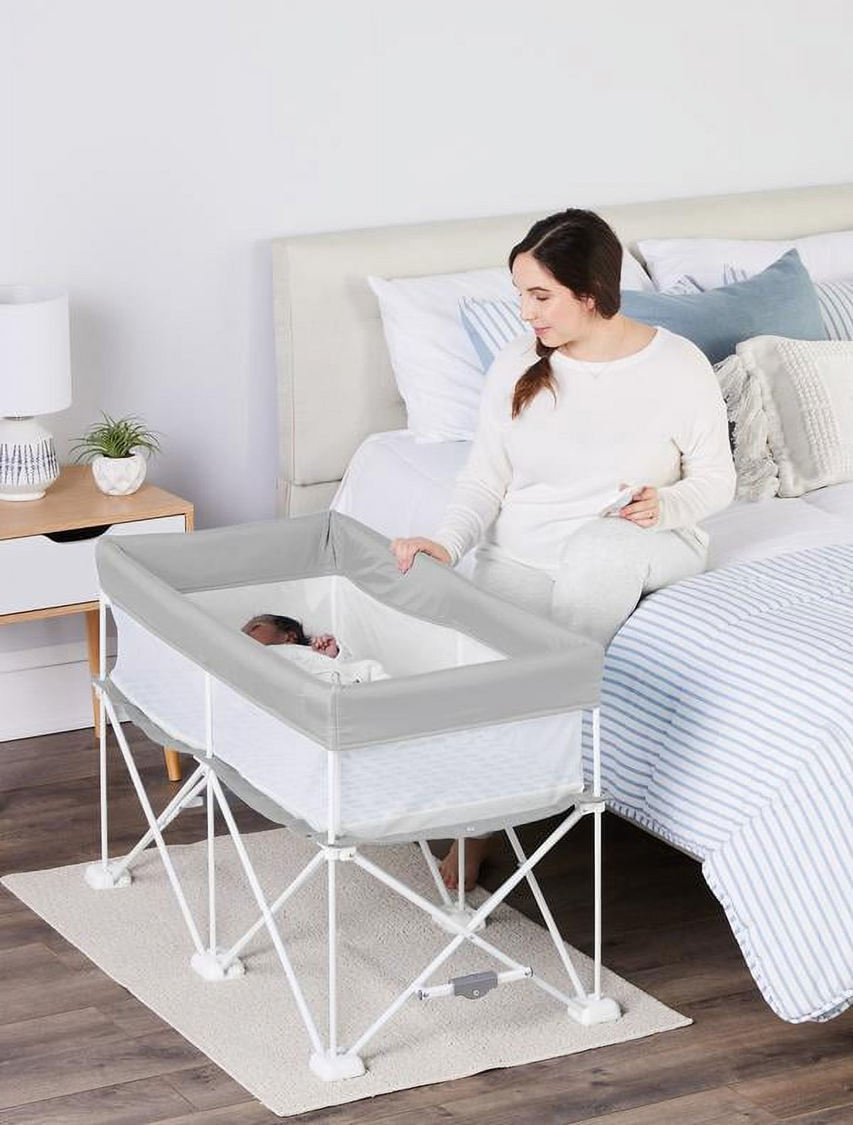 Gray Portable Infant Bassinet with Padded Insert