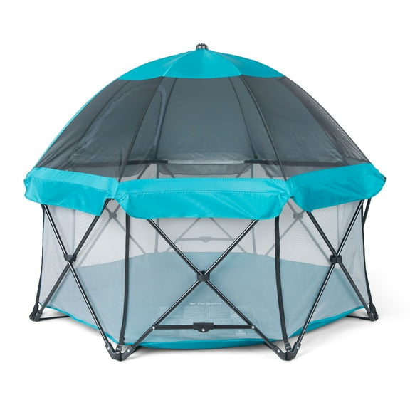 Regalo My Play 8 Panel Foldable and Portable Play Yard with Full UV Canopy, Teal