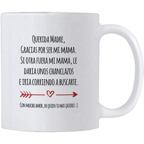 Regalo Para Mama de Dia de Madres o Cumpleanos. Funny Gift Ideas in Spanish for Mothers Day or Birthday. 11 oz Latin Mom Mug. Taza para Cafe Para Feliz Dia de La Madre.
