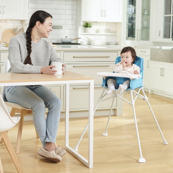 Regalo Portable Aqua High Chair with Attachable Tray and 3 Point Harness for Ages 6 to 36 Months