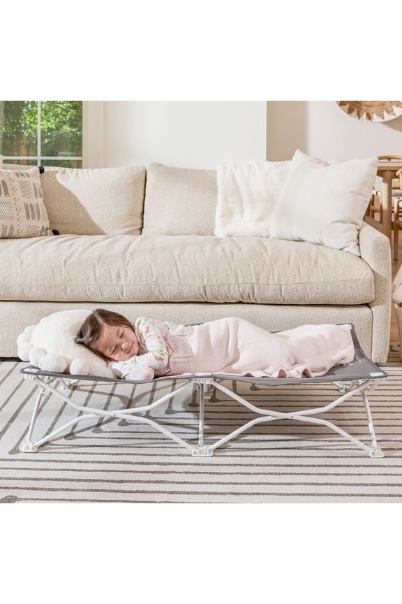 My Cot Portable Toddler Bed, Lightweight Foldable Travel Bed for Kids, Gray/White Legs