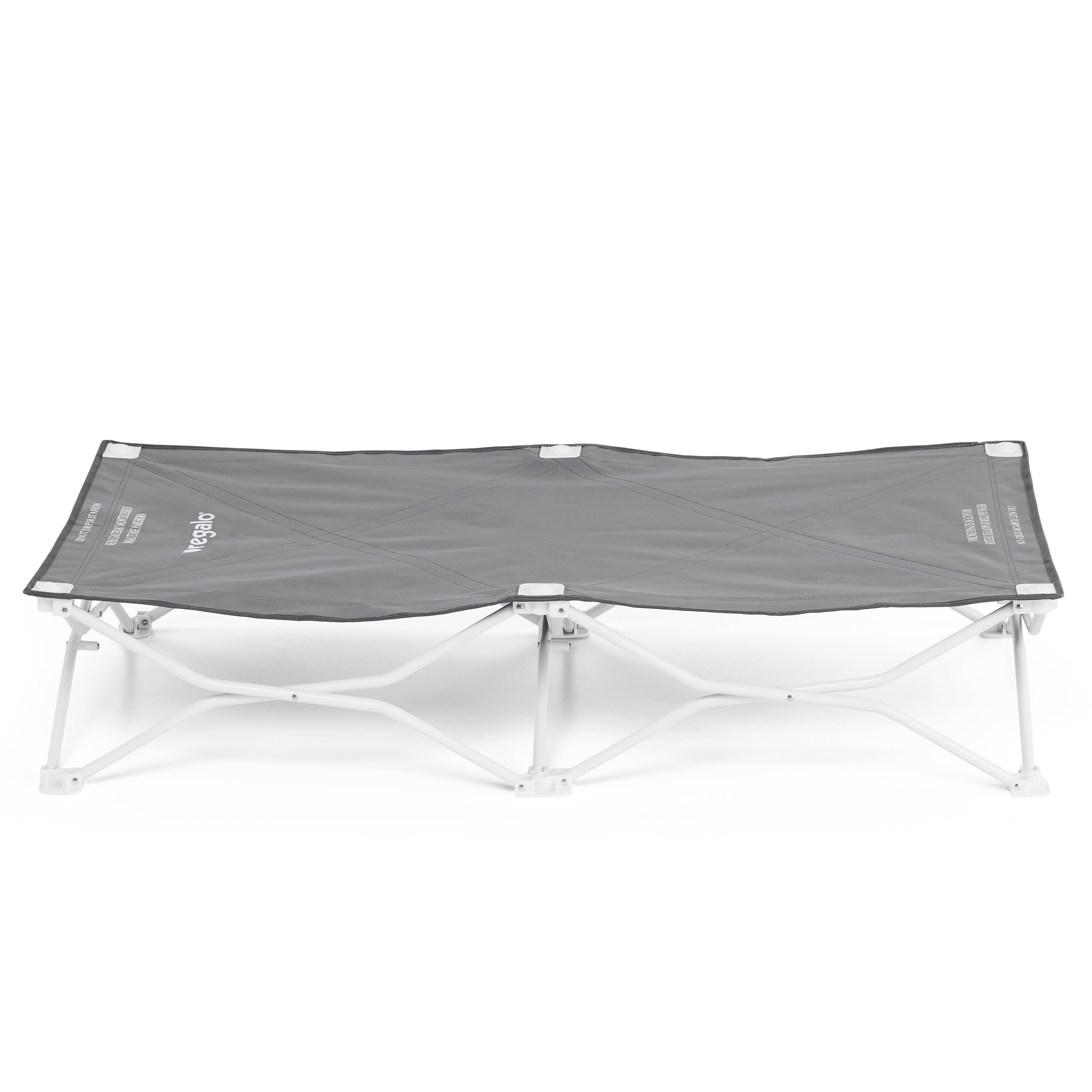 Regalo Gray Toddler Bed, Portable My Cot, 48" L x 24.5" W, Ages 2-5