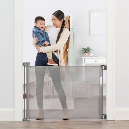 Regalo Retractable Baby Safety Gate, Fits Openings Up to 50" Wide, Wall-Mounted for Doorways & Stairs, Mounting Hardware Included