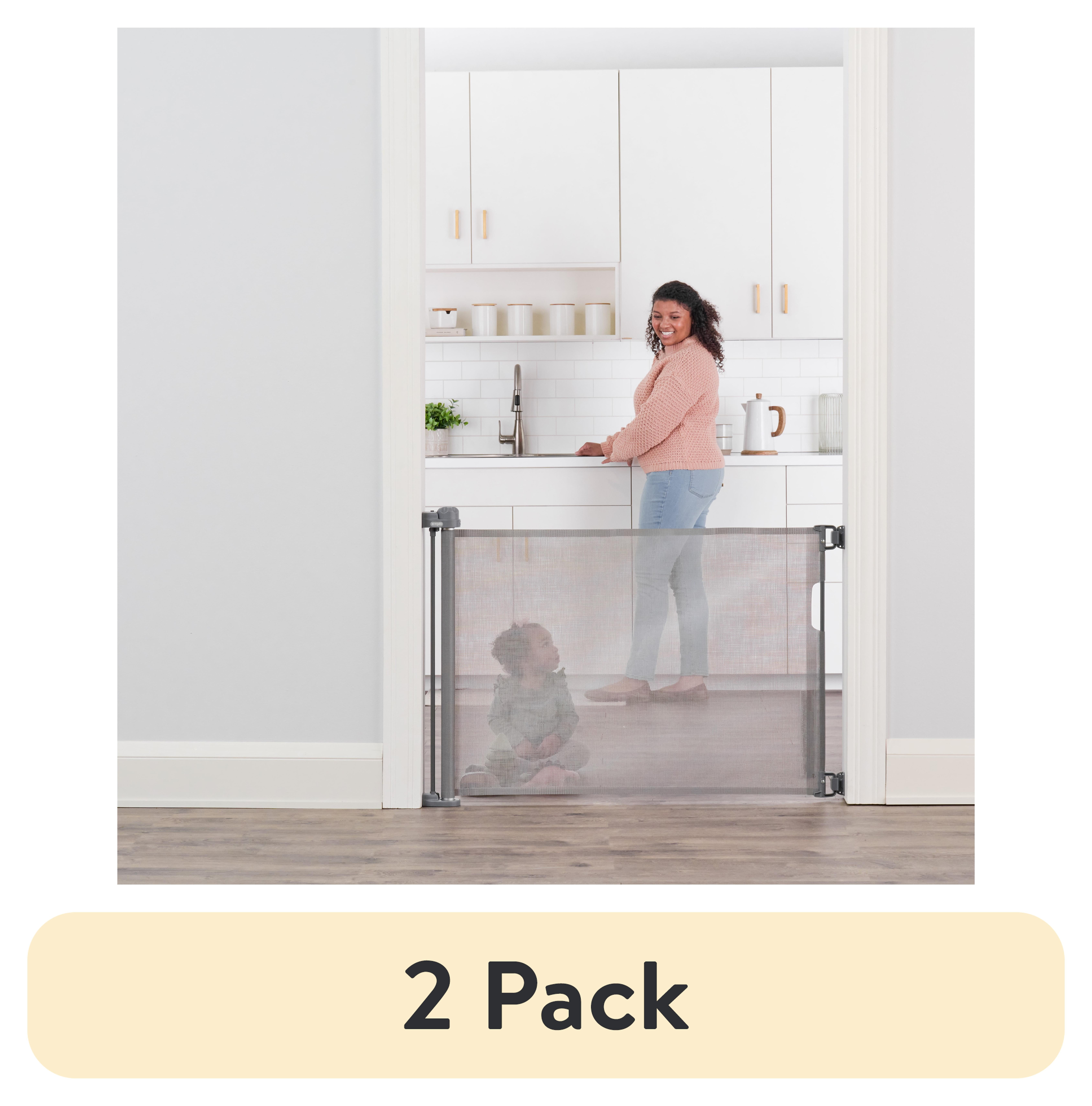 Gray Retractable Baby Gate with Mesh Barrier