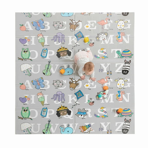 Regalo Sensory & Learning My Play Mat, Foldable & Reversible Waterproof Foam Play Mat, 77" x 71"