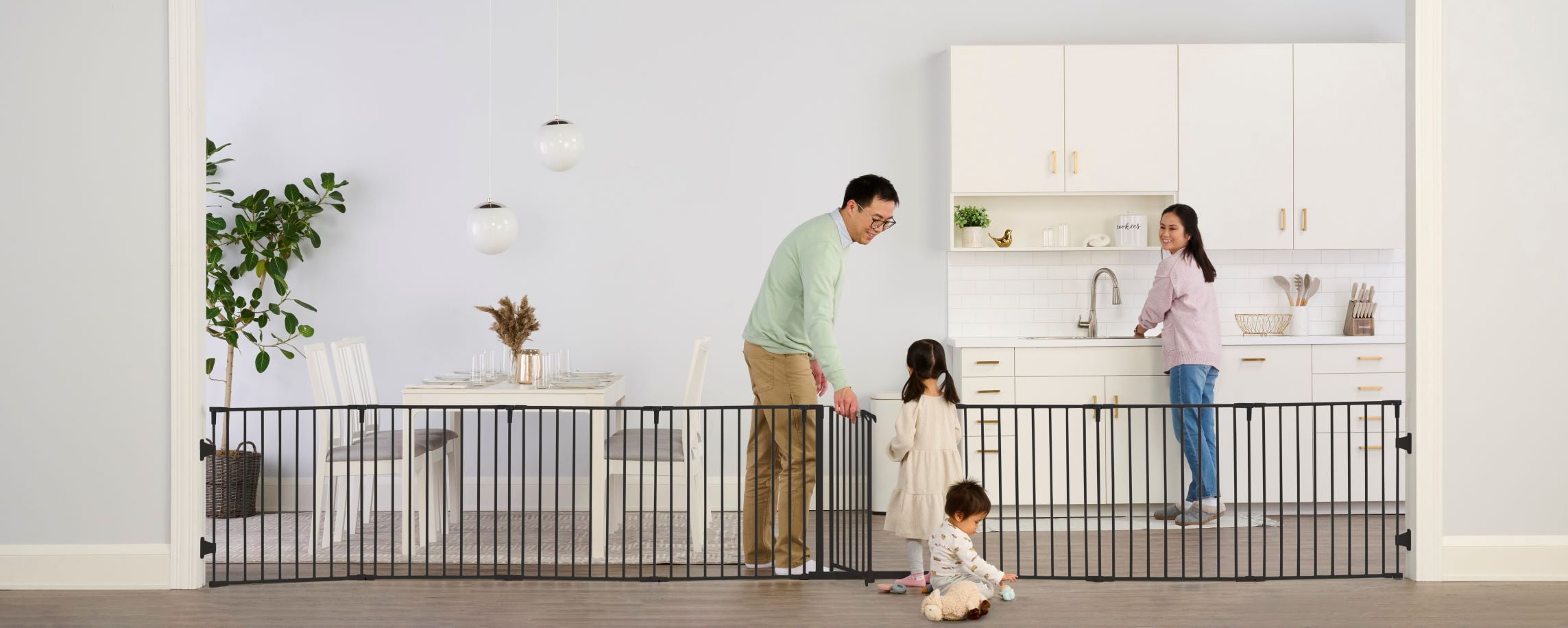 Black Adjustable Metal Baby Gate and Play Yard
