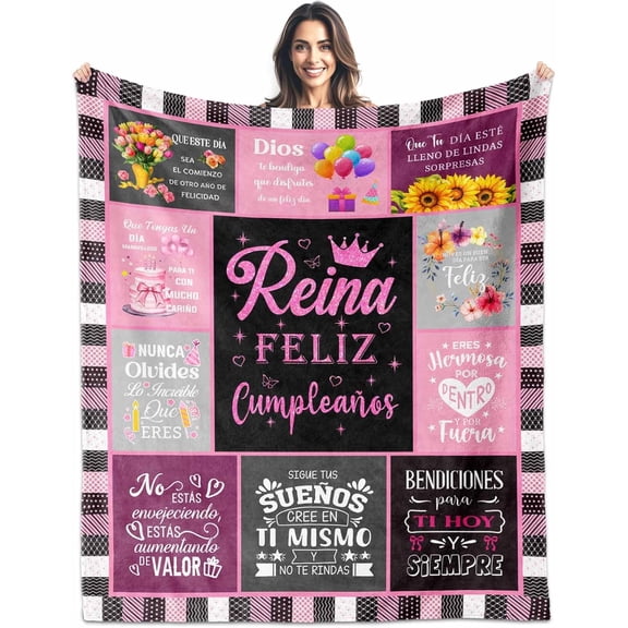 Regalo de Cumpleaños para Mujer, Mexican American Birthday Gifts for Women Blanket in Spanish, Birthday Blanket for Woman 60" X 50", Regalo para Amiga de Cumpleaños''