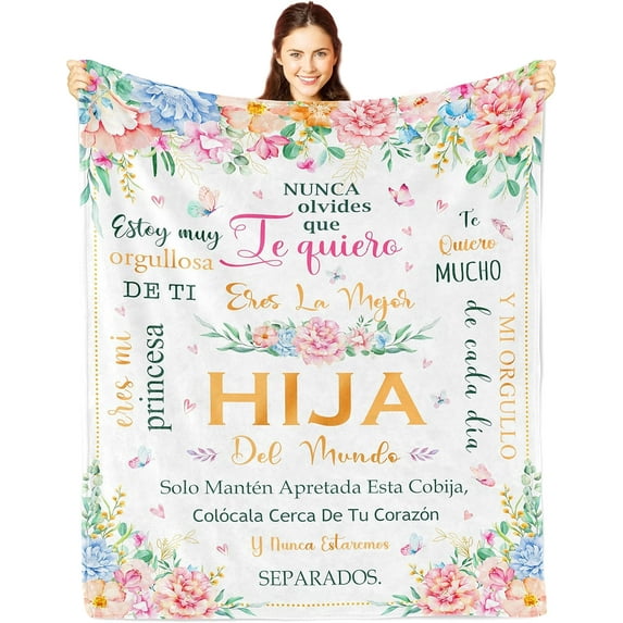 Regalo para Hija, Daughter Birthday Gift in Spanish, Regalo para Mi Hija, Regalo Hija Cumpleanos, Menta para Hija De Mama Papa, Regalo De Graduacion para Mi Hija Throw Blanket 60x50in