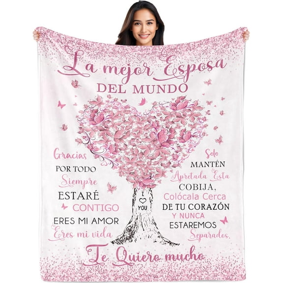 Regalo para Mi Esposa, Gifts for Wife in Spanish, Anniversary Wedding Gifts for Women Blanket 60"x50", Wife Birthday Gift Idea, Wife gift, Regalos de Cumpleaños/Aniversario/Valentín para Esposa