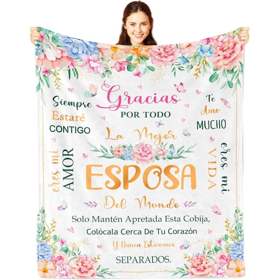 Regalo para Mi Esposa, Gifts for Wife in Spanish, Regalos de Navidad/Aniversario para Esposa Manta, Regalo para Mi Esposa Navidad/Cumpleaños/San Valentin, Wife Birthday Gifts Blanket 50x60in