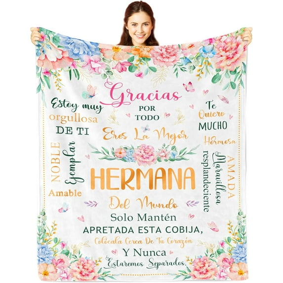 Regalos para Hermanas Manta, Sister Gifts in Spanish, Regalo de Cumpleaños/Graduación/Navidad Hermana, Sister Birthday Gift Ideas, Big Sister Gifts, Gifts for Sister Throw Blanket 80x60in