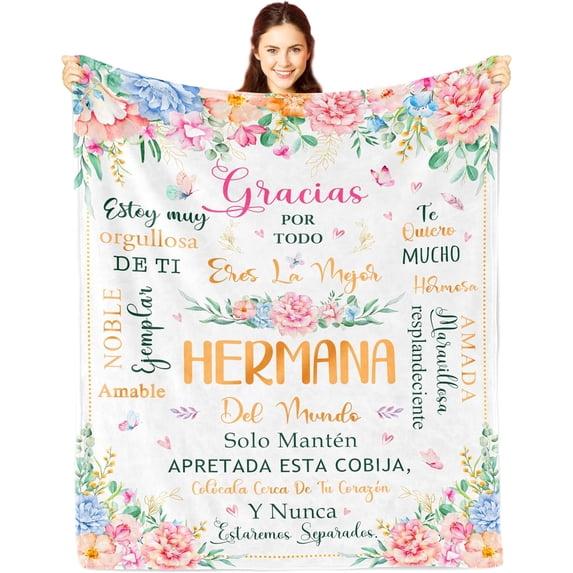 Regalos para Hermanas Manta, Sister Gifts in Spanish, Regalo de Cumpleaños/Graduación/Navidad Hermana, Sister Birthday Gift Ideas, Big Sister Gifts, Gifts for Sister Throw Blanket 80x60in