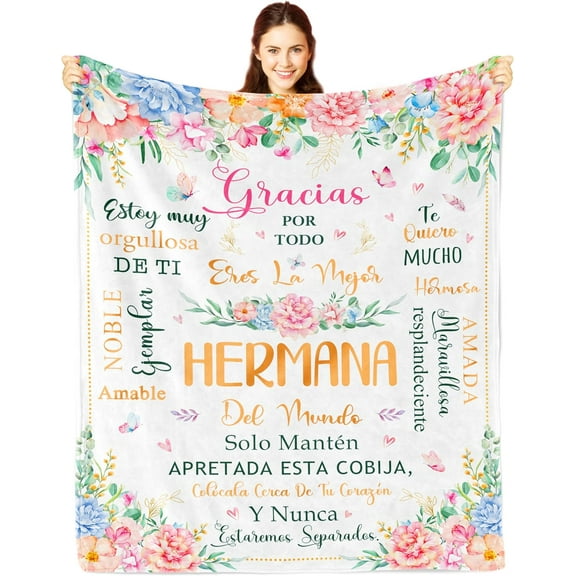Regalos para Hermanas Manta, Sister Gifts in Spanish, Regalo de Cumpleaños/Graduación/Navidad Hermana, Sister Birthday Gift Ideas, Big Sister Gifts, Gifts for Sister Throw Blanket 80x60in