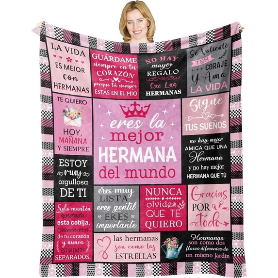 Regalos para Hermanas Manta, Spanish Gifts for Sister, Mejores Regalo para Mi Hermana, Regalo De Navidad/Cumpleaños para Hermana, Sister Birthday Gift Ideas, Sister Gifts Blanket 60x50in