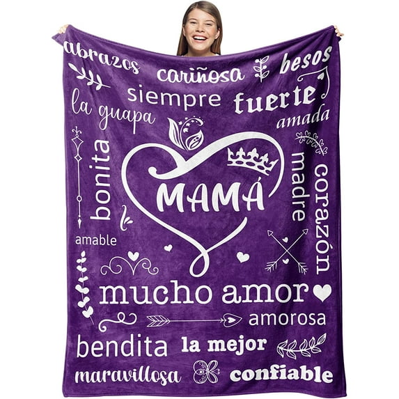 Regalos para Mama Blankets, Mom Gifts for Mothers Day, Hispanic Gifts for Mom from Daughter, Birthday Gifts for Mom Throw 50"X60", Regalos De Navidad para Mujer, Moms Birthday Gift Ideas