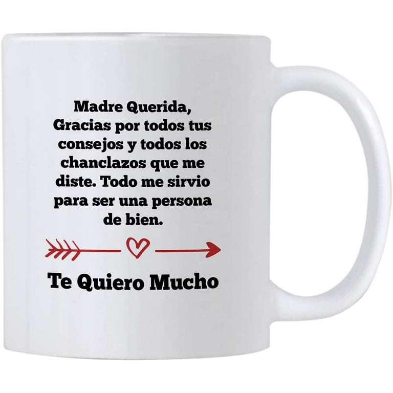 Regalos Para Mama. Tazas Para Cafe de Dia de Madres de 11 oz. Querida Madre Mug for Mothers Day in Spanish. Gifts for Latin Mom for Birthday., White