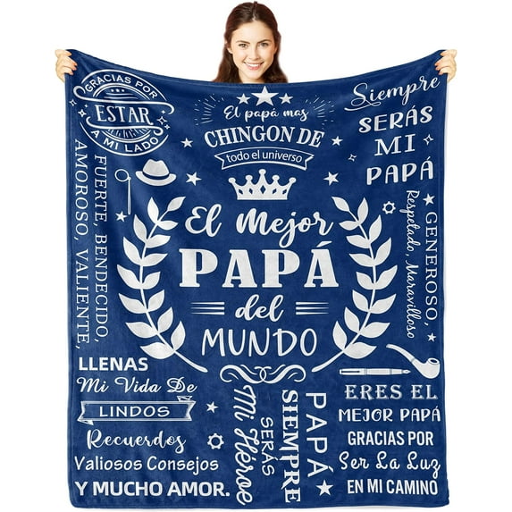 Regalos para Papa, El Mejor Papa Del Mundo, Regalos para Papa De Cumpleaños, Regalo para Papa Personalizado Manta, Regalos para El Dia Del Padre, Gifts for Mexican Dad Throw Blanket 60x50in