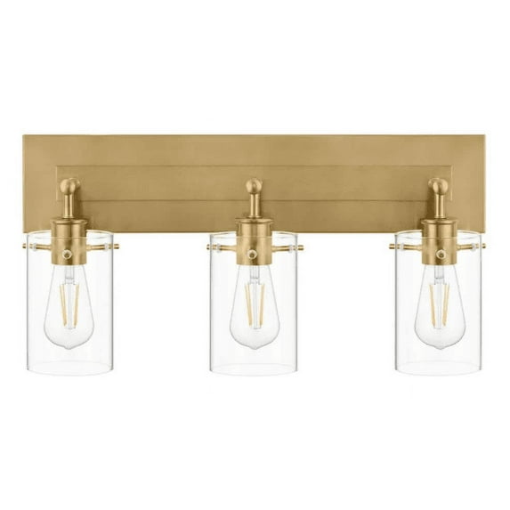 Regan 21 in. 3-Light Brushed Gold Vanity Light with Clear Glass Shades