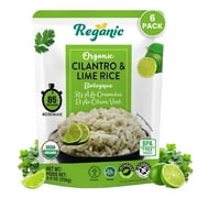 Reganic Cilantro & Lime Organic Heat & Eat Microwaveable Rice, 8.8 Ounce (Pack of 6) Heat and Eat | Flavor Rice | USDA Certified Organic, GMO-Free | Fresh Ingrediants | Side Dish