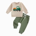 thumbnail image 1 of Regarm Toddler Baby Boy Halloween Outfits Cartoon Embroidery Long Sleeve Sweatshirt+Sweatpant 2 Piece Boys Halloween Clothes(Beige,12-18 Months), 1 of 6