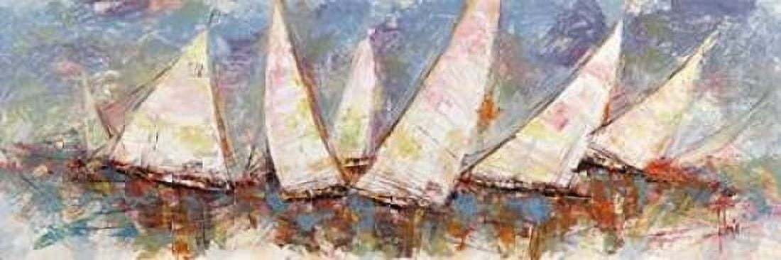 Regata al mattino Canvas Art - Luigi Florio (8 x 24)