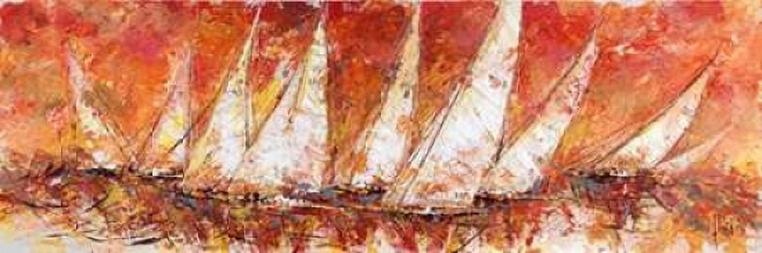 Regata al tramonto Canvas Art - Luigi Florio (8 x 24)