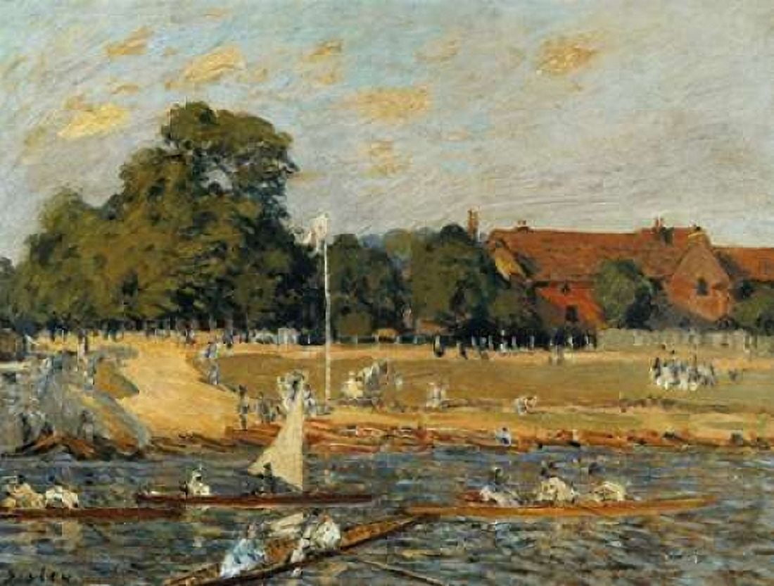 Regatta At Hampton Court Canvas Art - Alfred Sisley (18 x 24)