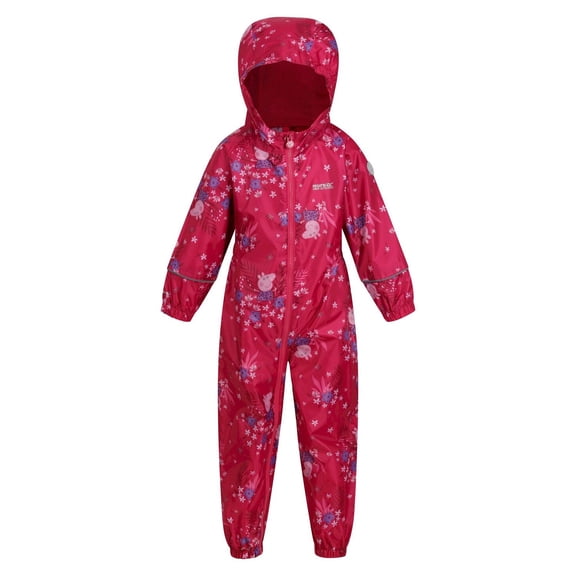Regatta Boys/Girls Pobble Peppa Pig Floral Waterproof Puddle Suit
