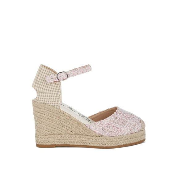 London Rag Regatta Tweed Round Toe Woven Womens Wedges
