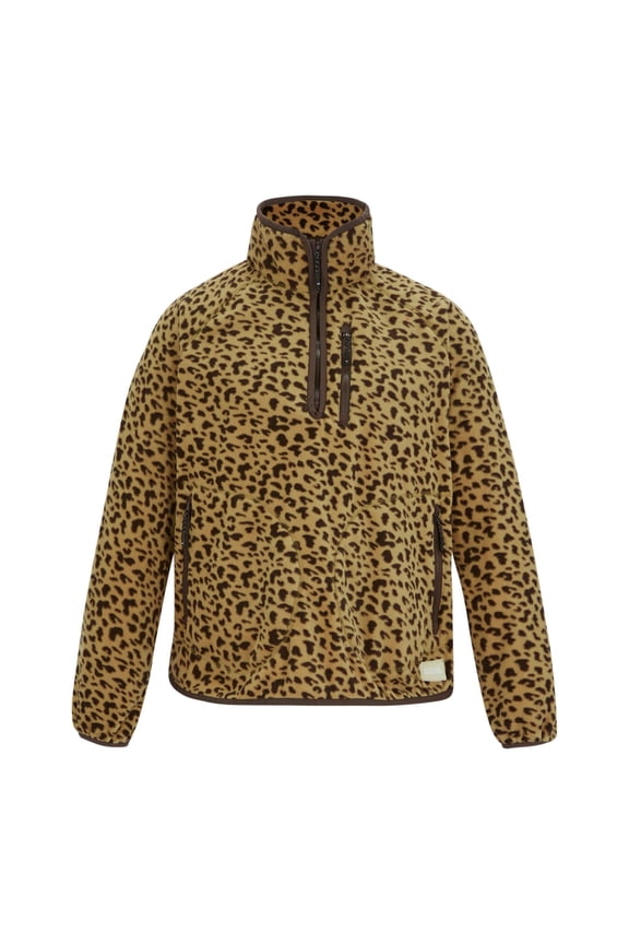 Womens Frankie Leopard Print Half Zip Fleece Top
