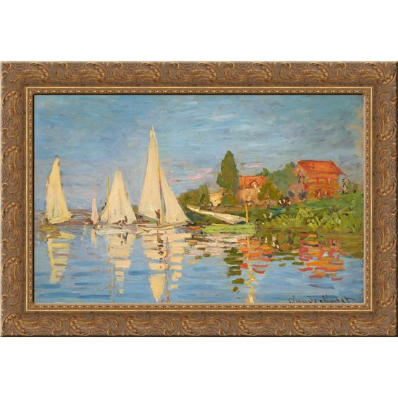 Regatta at Argenteuil 24x19 Gold Ornate Wood Framed Canvas Art by Monet, Claude