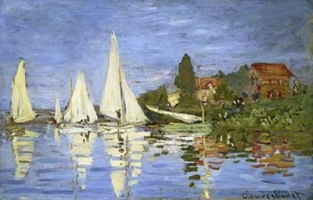 Regatta at Argenteuil Canvas Art - Claude Monet (12 x 18)