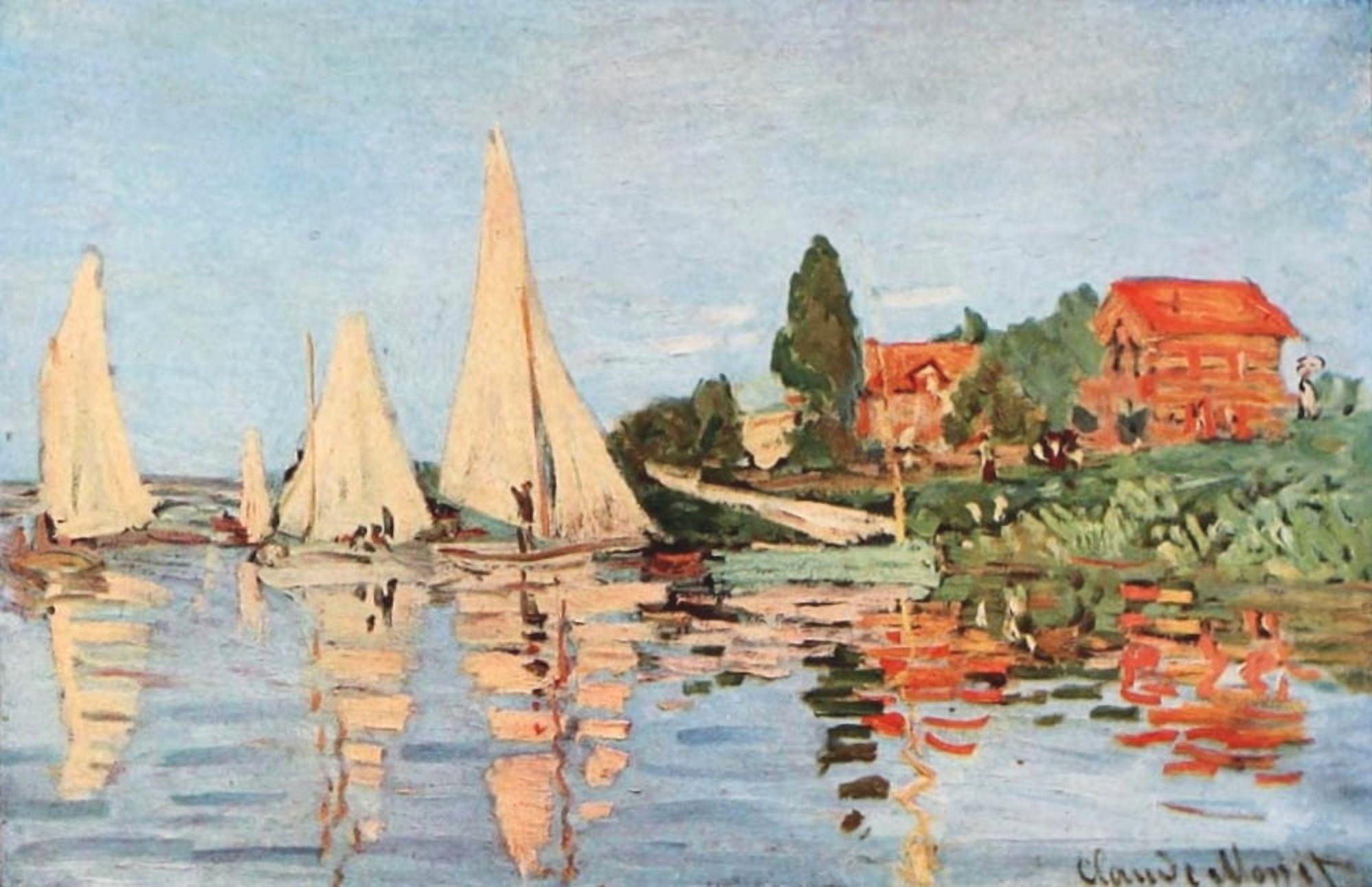 Regatta at Argenteuil Canvas Art - Claude Monet (18 x 24)