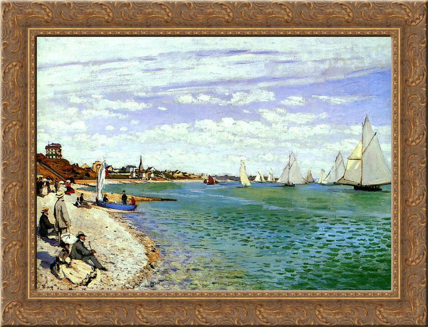 Regatta at Sainte Adresse 24x20 Gold Ornate Wood Framed Canvas Art by ...