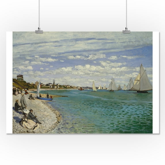 Regatta at Sainte-Adresse - Masterpiece Classic - Artist: Claude Monet c. 1867 (16x24 Giclee Gallery Print, Wall Decor Travel Poster)