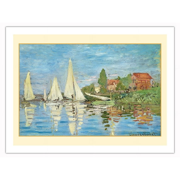 Regattas at Argenteuil France - From an Original Color Painting by Claude Monet c.1872 - Bamboo Fine Art 290gsm Paper Print (Unframed) 24x32in