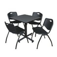 thumbnail image 1 of Regency Kobe 30 in. Square X-Base Breakroom Table- Grey, 4 M Stack Chairs- Black, 1 of 8