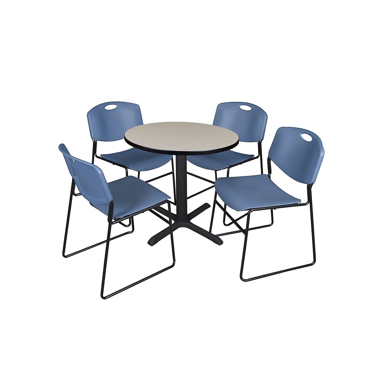 Regency 30-inch Round Table with 4 Chairs Blue (TB30RNDPL44BE ...