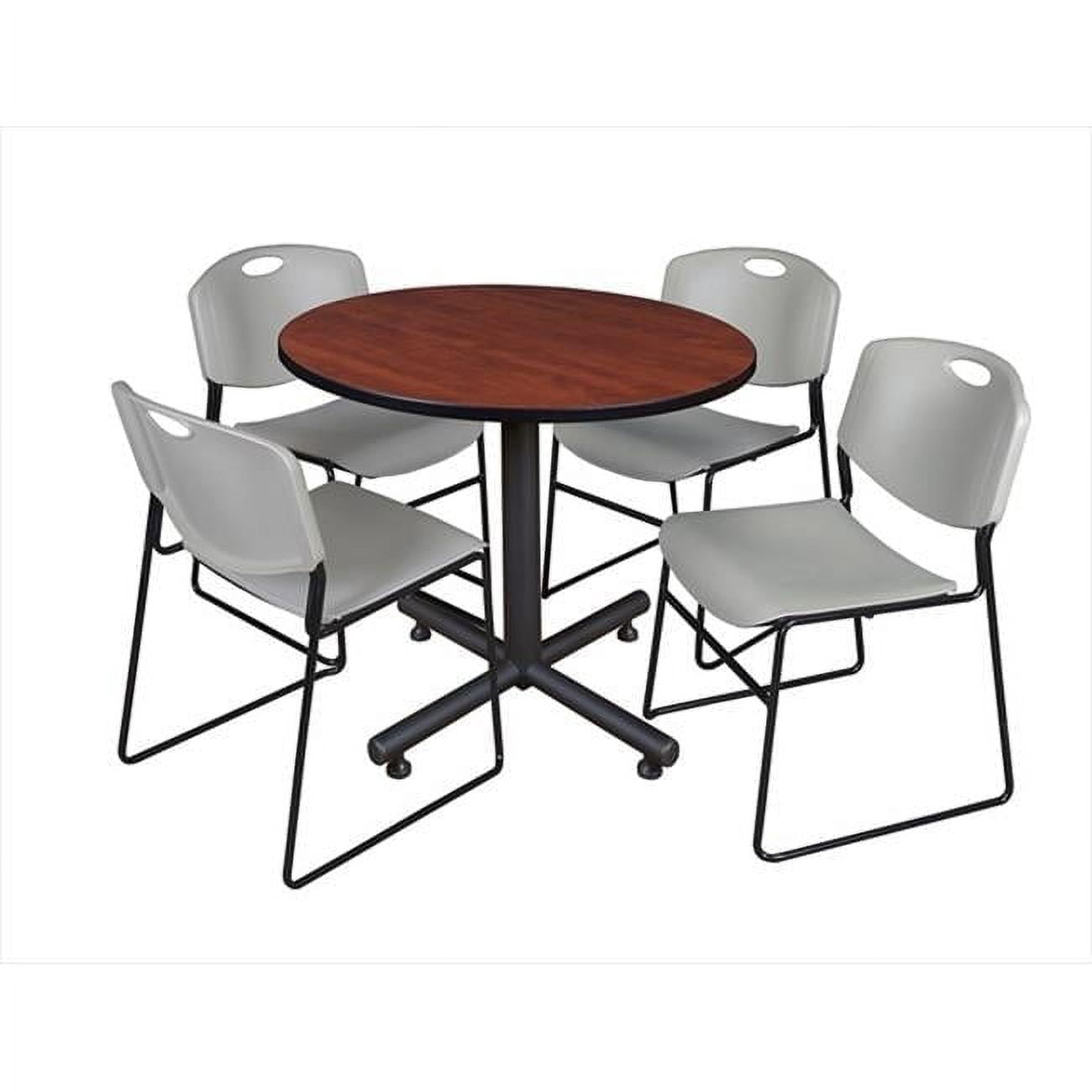 Regency 36 In. Round Laminate Table- Cherry & Kobe Base With 4 Zeng ...