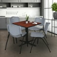 thumbnail image 1 of Regency Cain 36 in. Square X-Base Breakroom Table- Cherry & 4 M Stack Chairs- Grey, 1 of 8