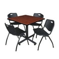 thumbnail image 1 of Regency Kobe 36" Square Breakroom Table- Cherry & 4 'M' Stack Chairs- Black, 1 of 8