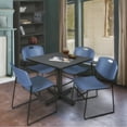 thumbnail image 1 of Regency 36 in. Square X-Base Breakroom Table- Grey, 4 Zeng Stack Chairs- Blue, 1 of 8
