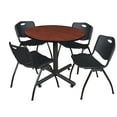 thumbnail image 1 of Round Table & Chair Set, Wood, Metal, Plastic Top, Cherry TKB36RNDCH47BK, 1 of 8