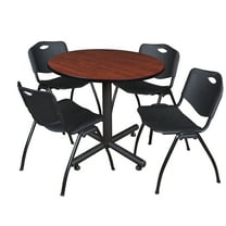 Kobe Round Table & Chair Set, Wood, Metal, Plastic Top, Cherry
